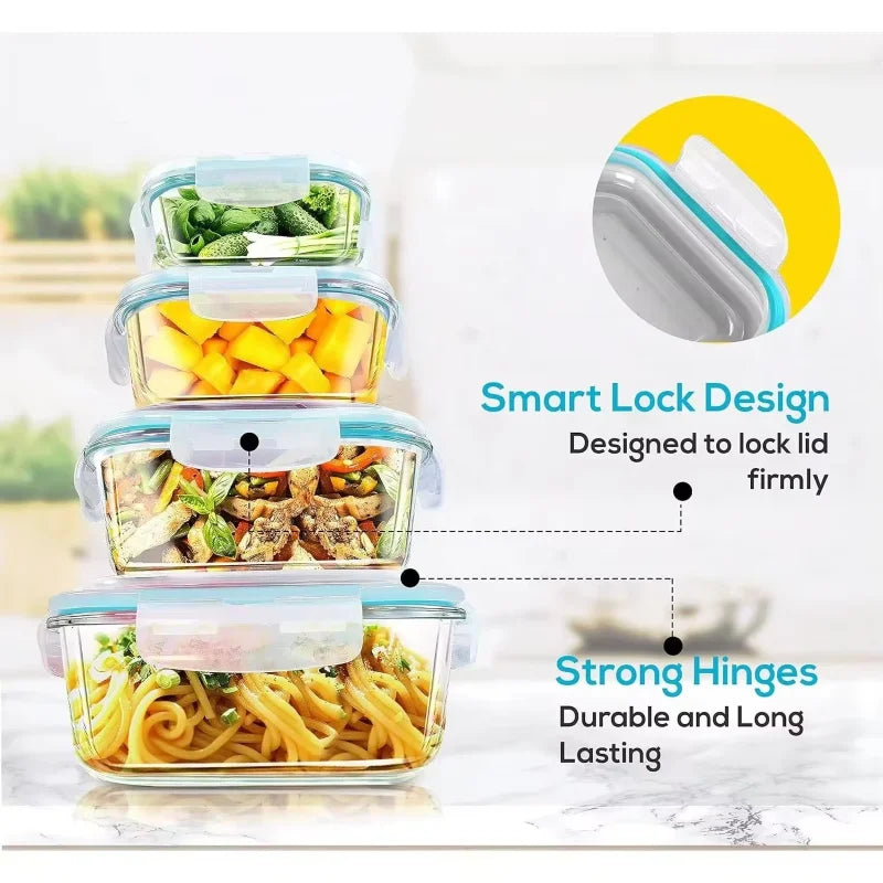 Transparent Glass Food Storage Container Heat Resistant Microwave