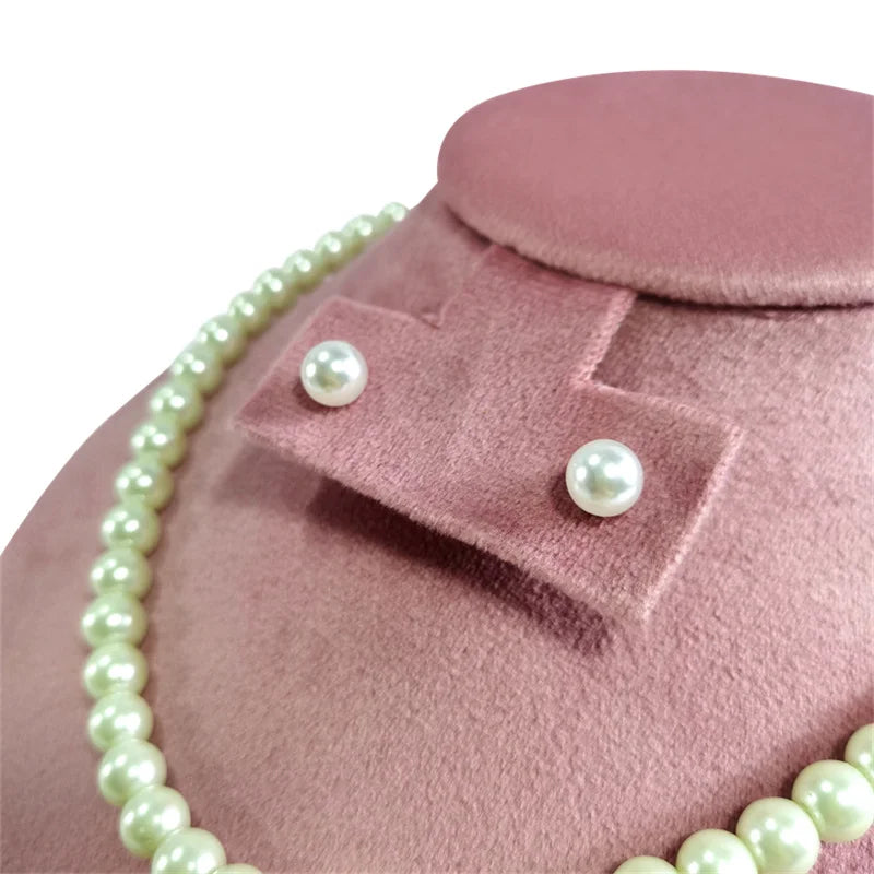 Pink Velvet Necklace Jewelry Portrait Neck Display Stand