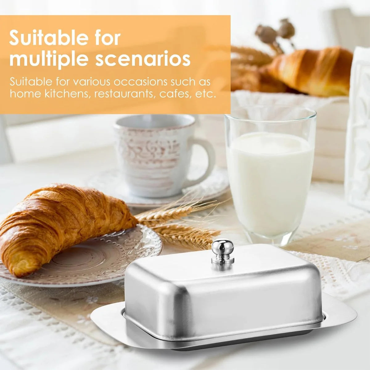1pc Stainless Steel Butter Dish Lid Handle Cover