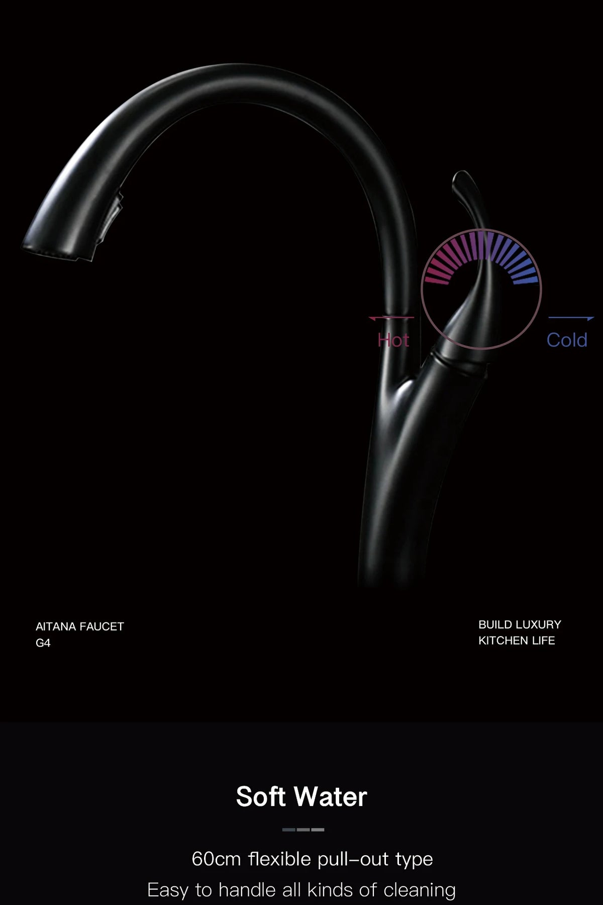 Aitana Simple Design Brass Black Faucet Modern Handle