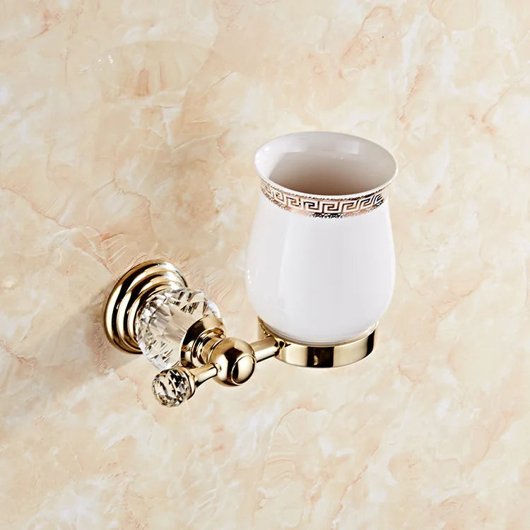 Shower Shelf Toilet Paper Holder Golden Crystal Wall