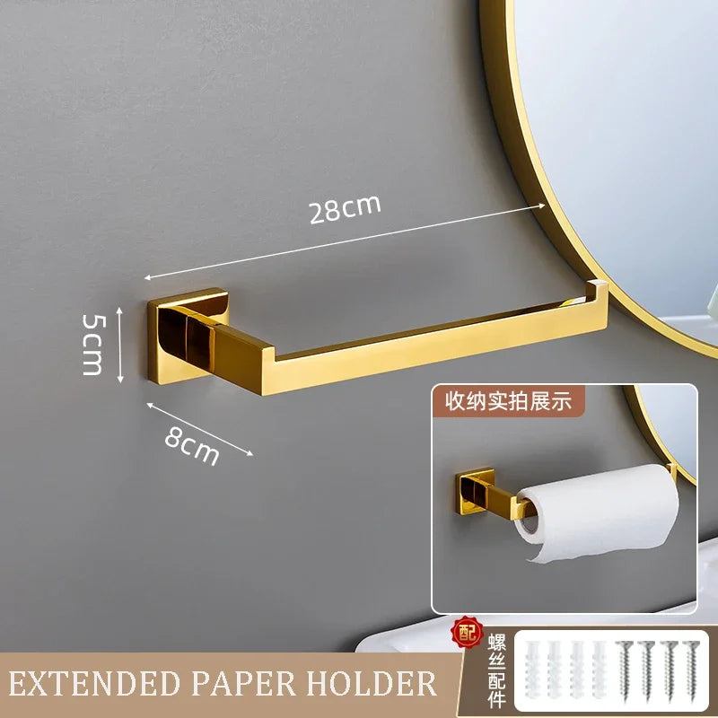 Polished Golden Bathroom Hardware Hook Towel Bar Toilet