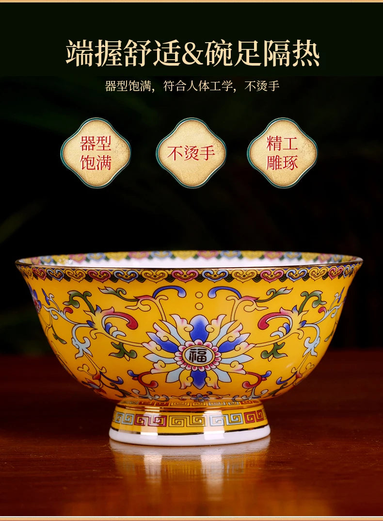 Jingdezhen Ceramic Bowl Dish Tableware Combination Palace Chinese