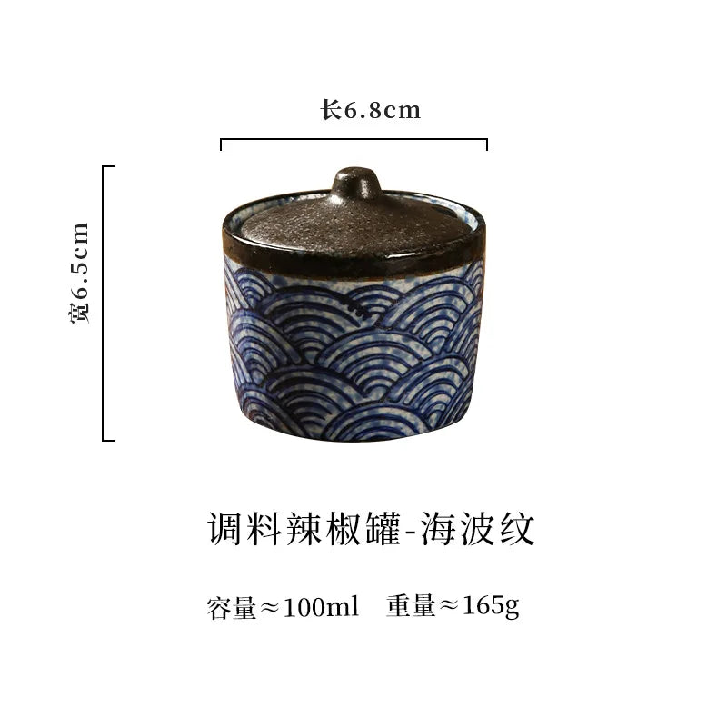 Japanese Style Vintage Ceramic Seasoning Jar Chili Storage