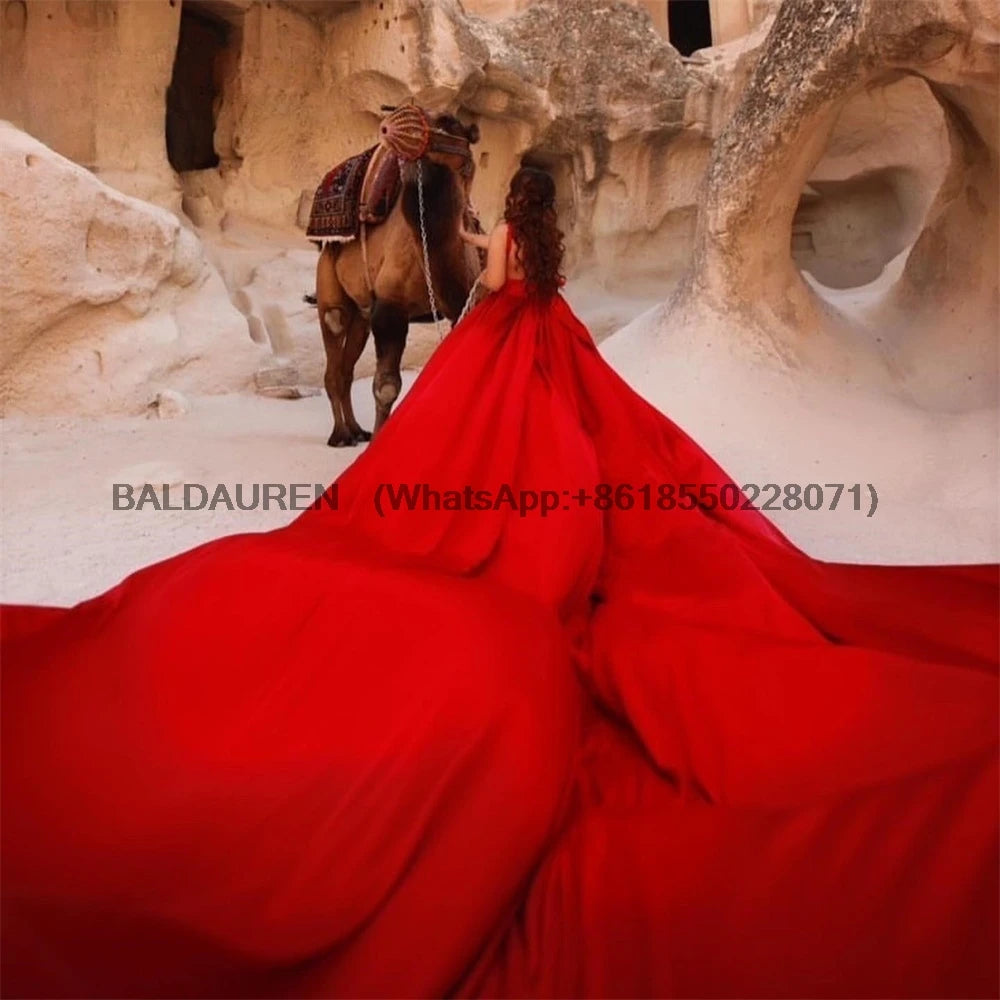 Elegant Sexy Red Wedding Party Dress Soft Stain