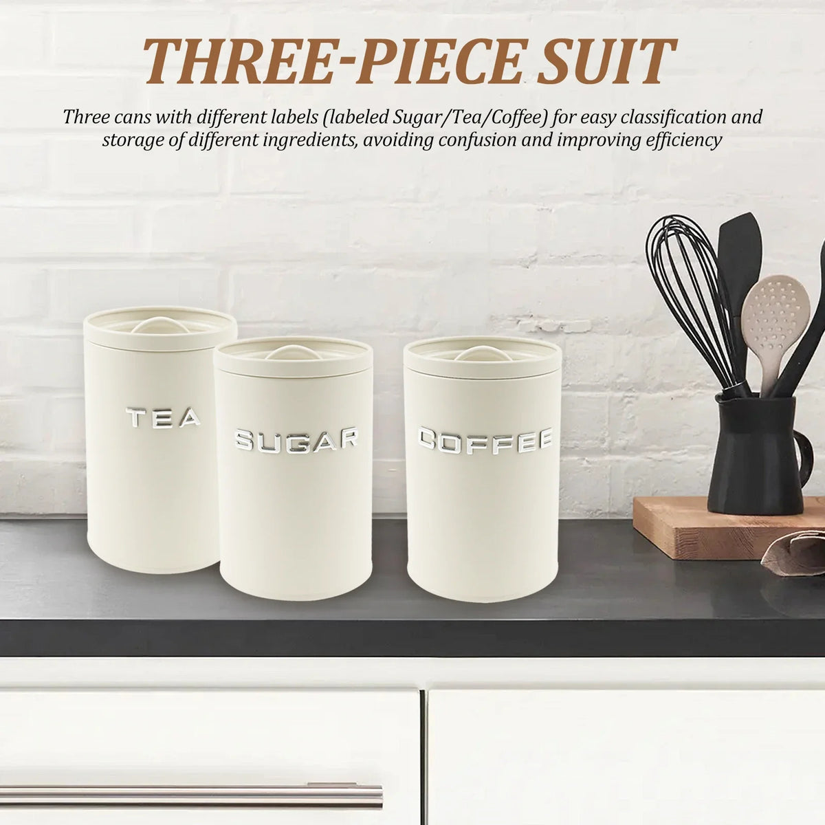 Tea Coffee Sugar Canister Jar Metal Round Container