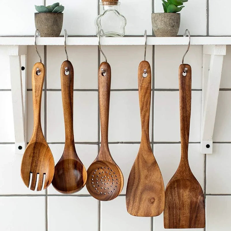 Wooden Utensils Sets Acacia Wood Long Handle Spatula