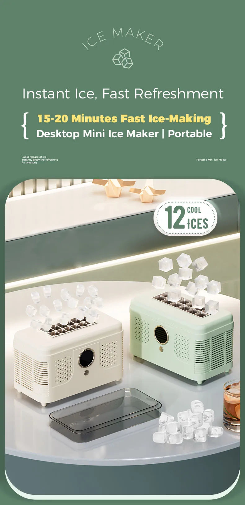 12v/220v Mini Ice Maker Car Dorm Office Camping