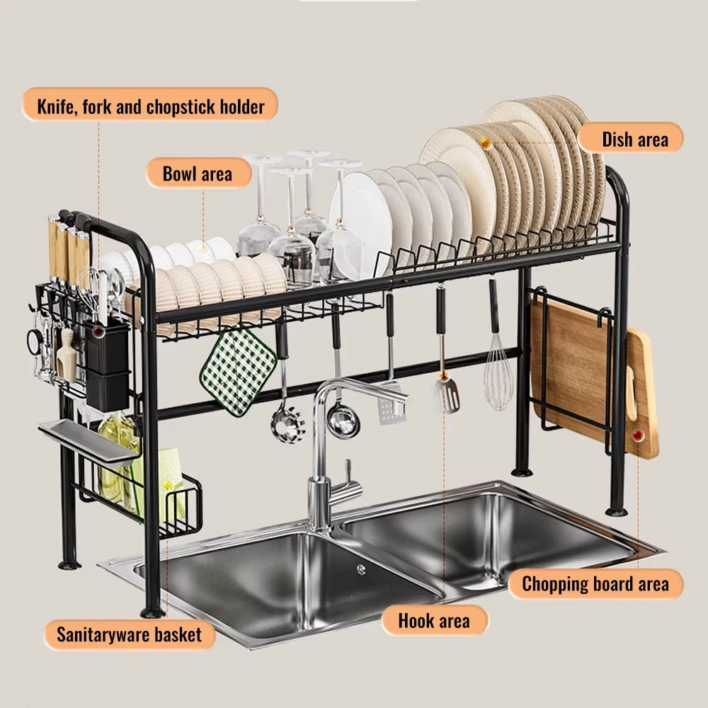 Over Sink Dish Drying Rack 2-Tier Dish Rack