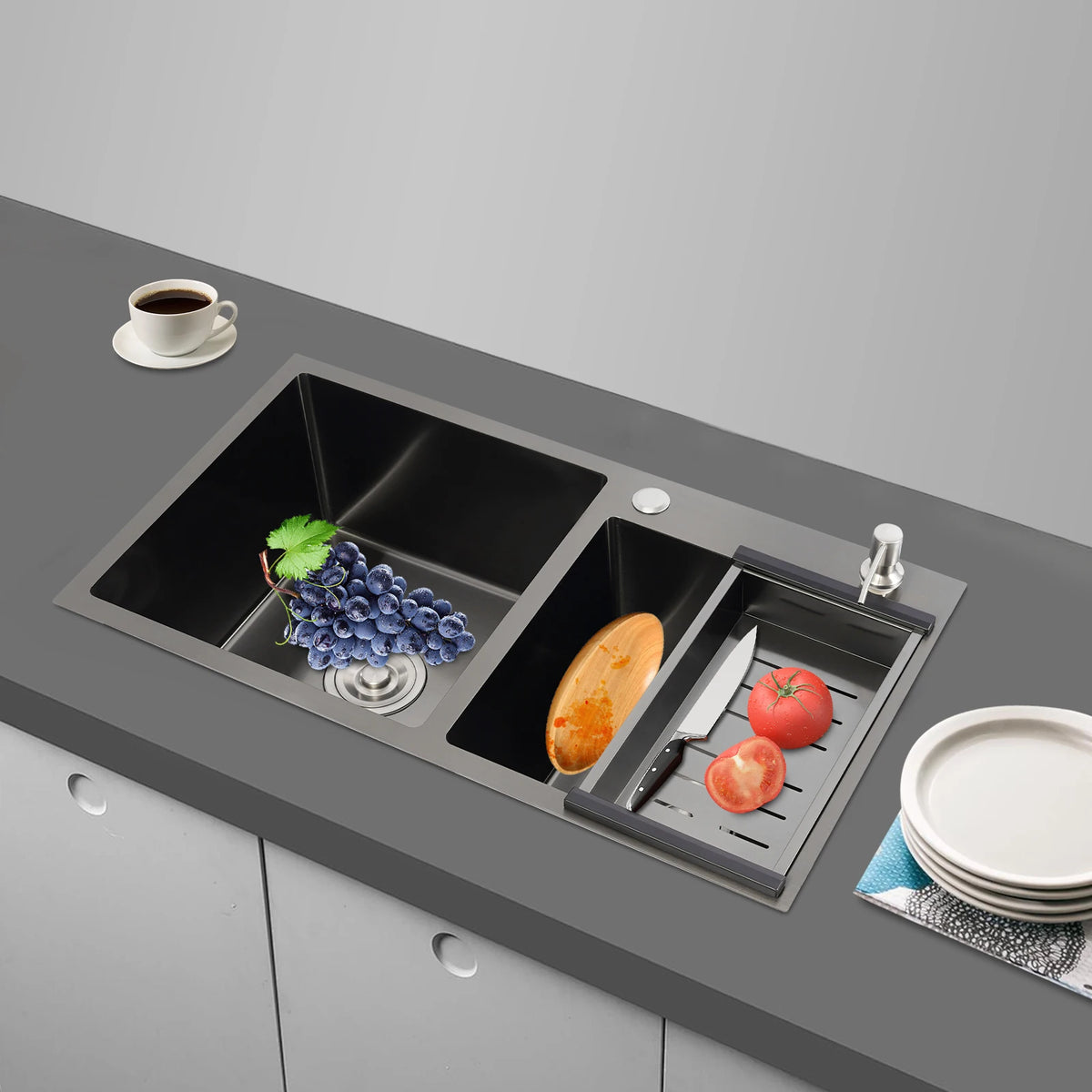 Black 304 Stainless Steel Sink Double Bowl Sink