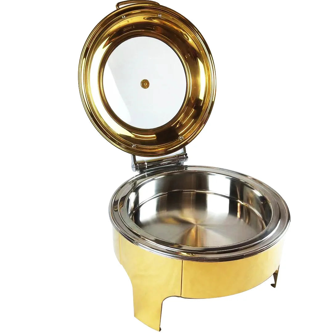 Gold 6l Stainless Steel Round Big Glass Window