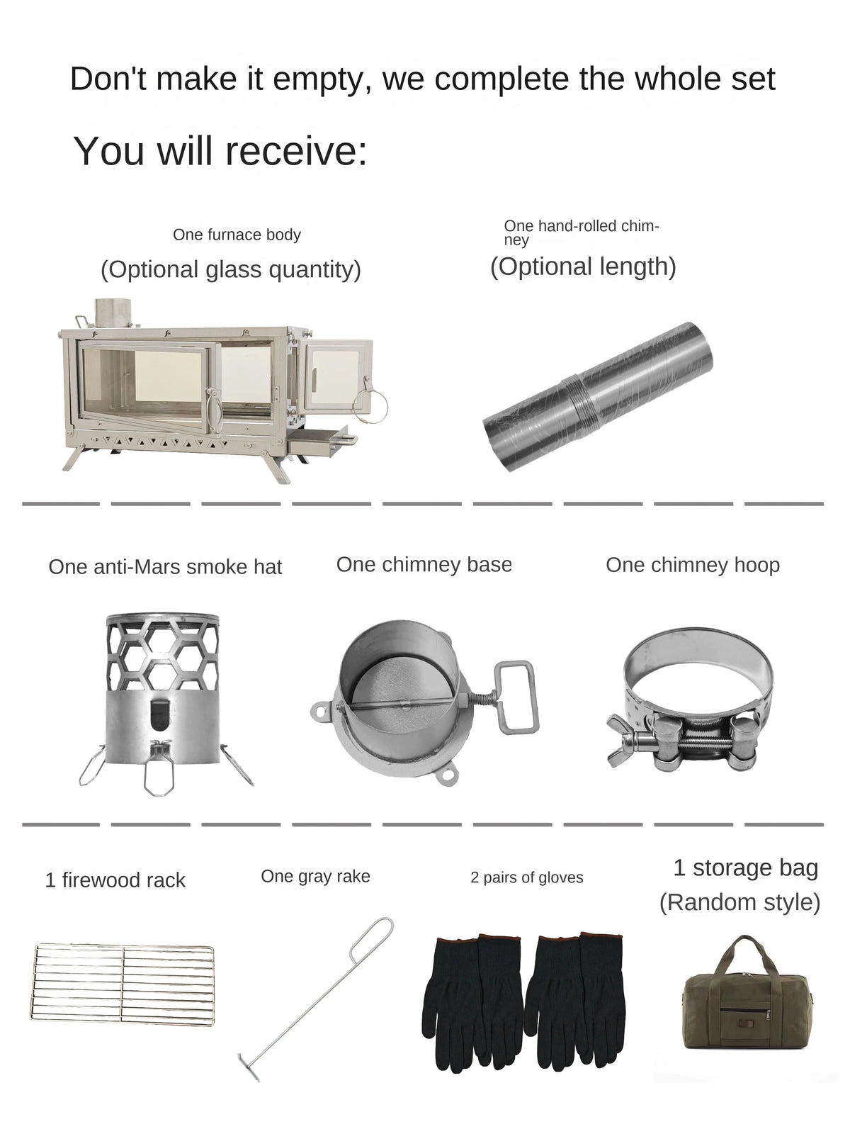 Wt-Sky-430 Folding Fireplace Wood Stove Secondary Air Intake