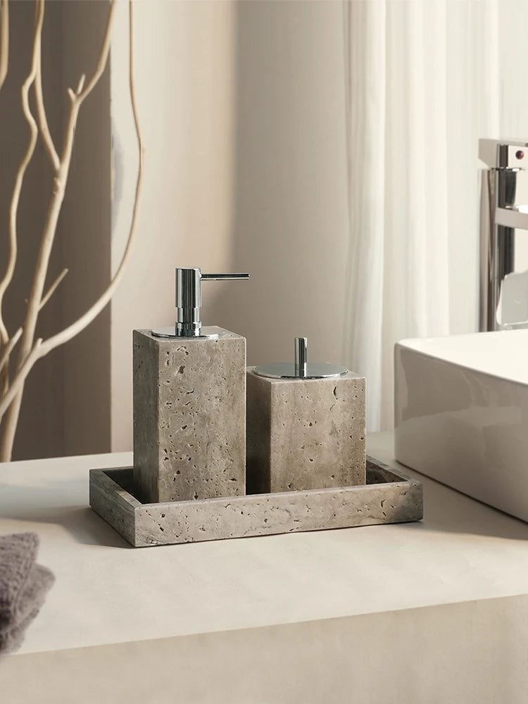 Travertino Grigio Bathroom Antique Natural Marble Soap Dispenser