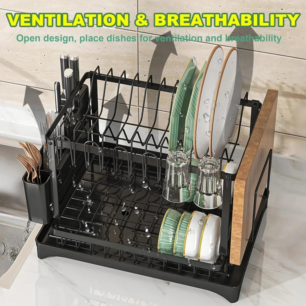 Tier Stainless Steel Dish Drying Rack Drainboard Tableware