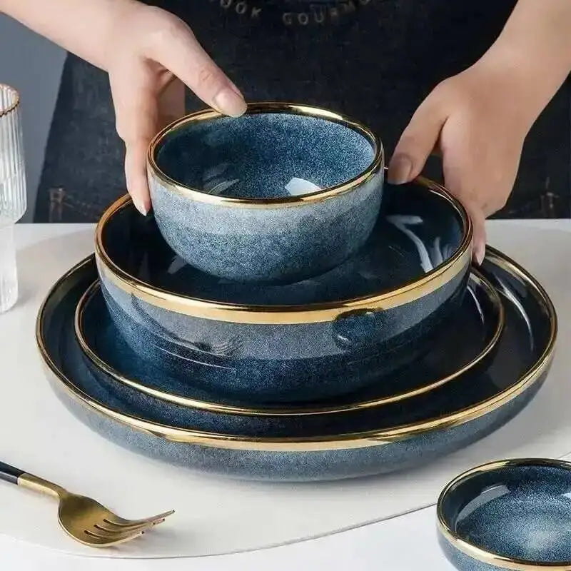 1pcs Ceramic Dishes Steak Dessert Dinner Plate Gradient