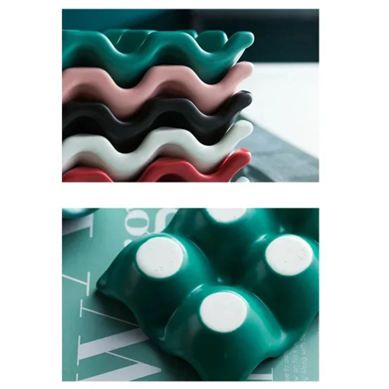 Grids Egg Holder Ceramic Anti-Slip Egg Box Refrigerator