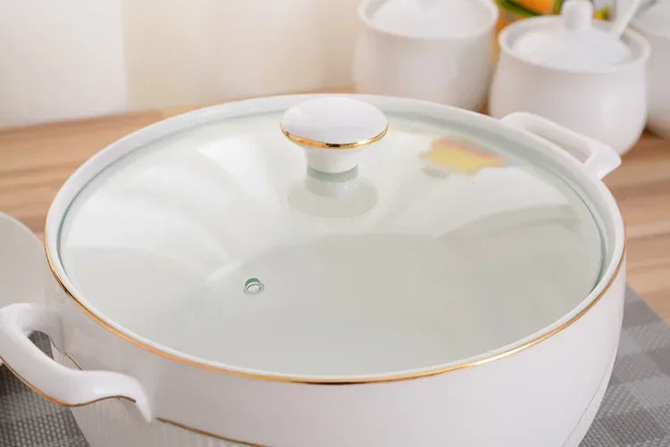 Ceramic Soup Pot White Round Nordic Phnom Penh