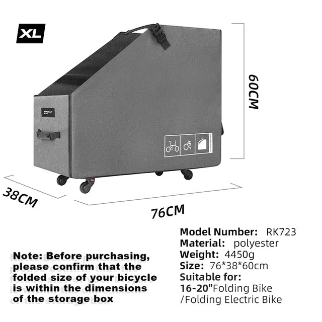 Rhinowalk Folding Bike Storage Box Quick Release Wheel