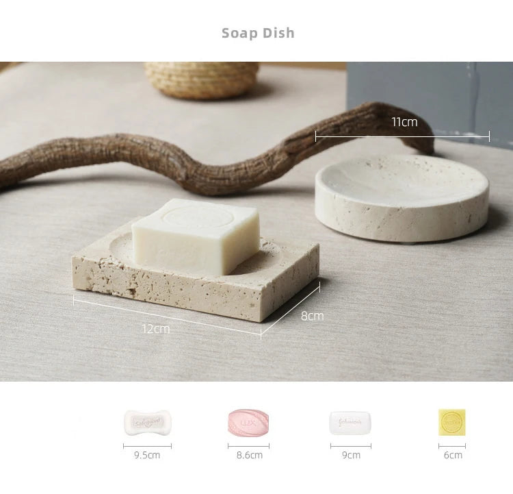 Beige Travertine Bathroom Natural Marble Soap Dispenser Soap