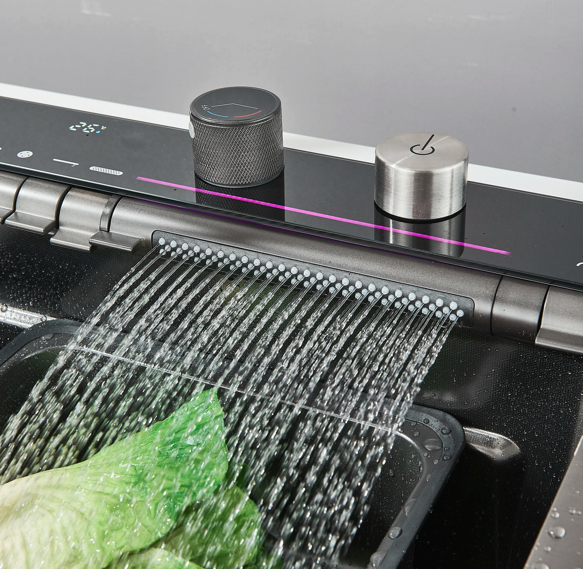 Stainless Steel Waterfall Sink Digital Display Large Sink
