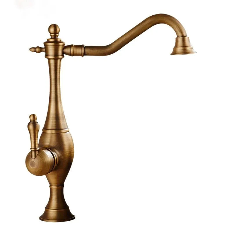 Antique Brass Faucet Handle Deck Mount 360 Rotating