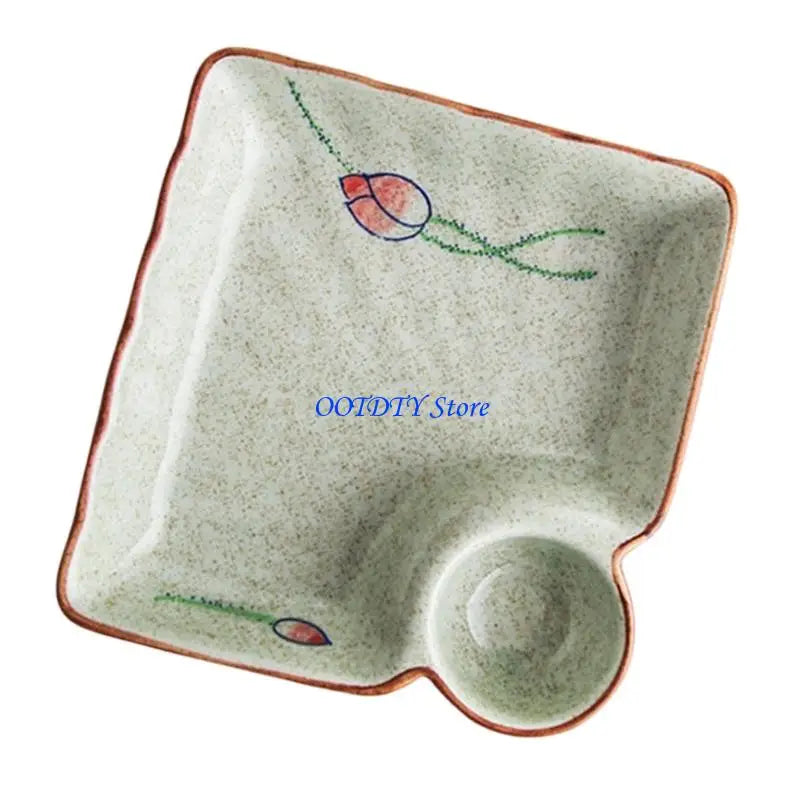 367a Square Ceramic Plate Including Hand Painted Vinegar