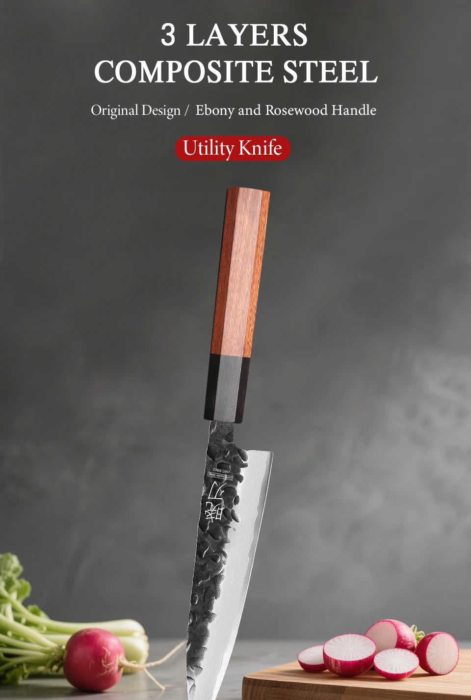Utility Knife Layer Composite Steel Professional Chef Knives