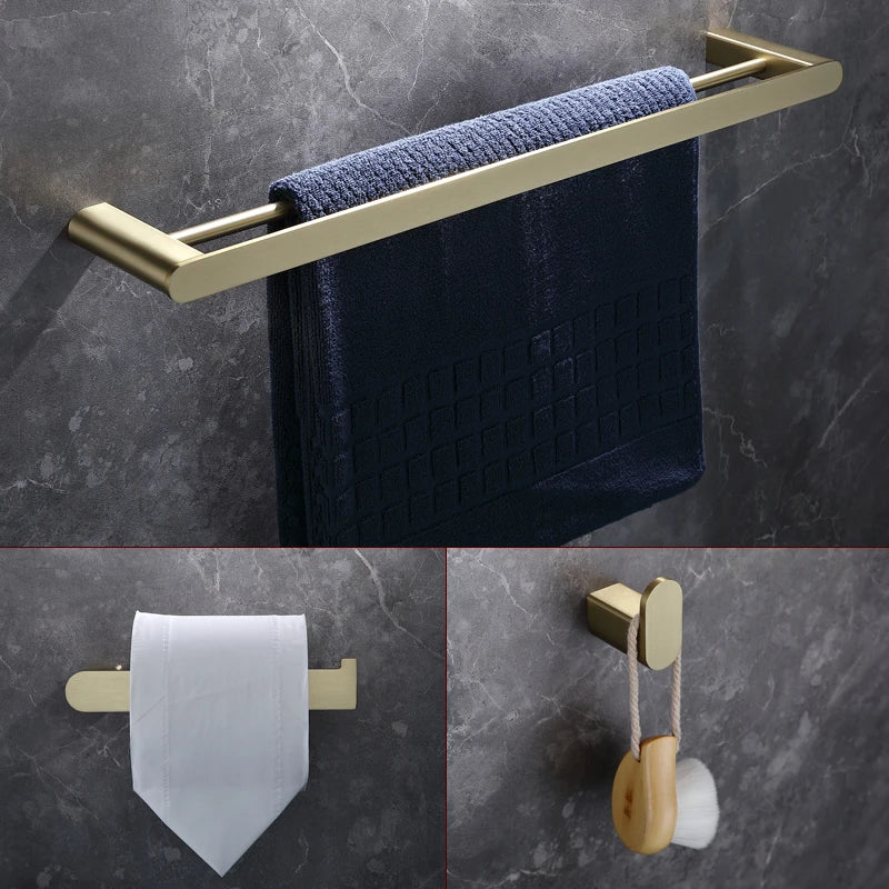 Brushed Gold Towel Ring Holder Bar Rack Brush/Paper