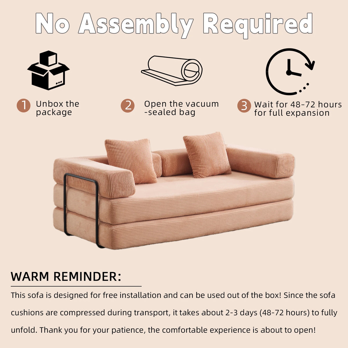 Corduroy Convertible Sofa Bed 2-In-1 Floor Sofa &