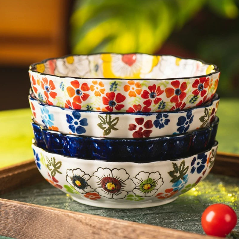 Ceramic Fruit Dessert Salad Bowl Plate Creative Retro