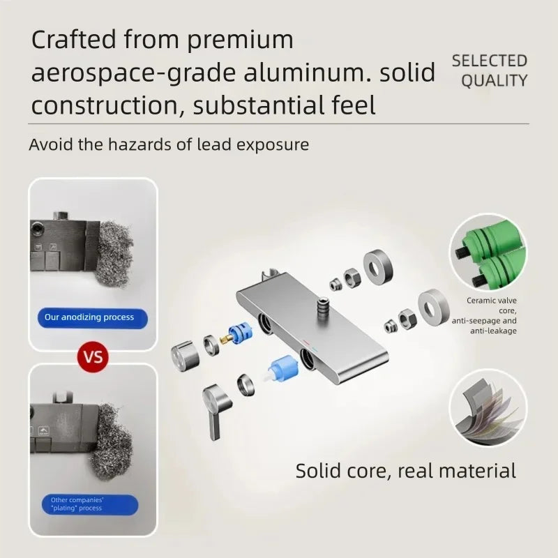 Bathroom Aluminum Gunmetal Gray Shower Silicone Brush Head