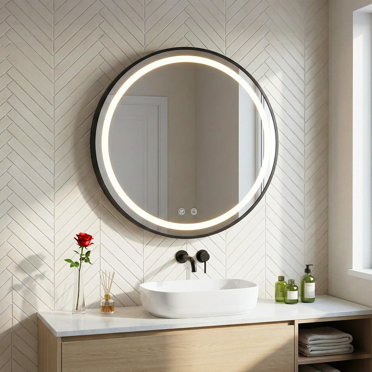 Smart Light Led Bathroom Cabinet Storage Wall Mounted