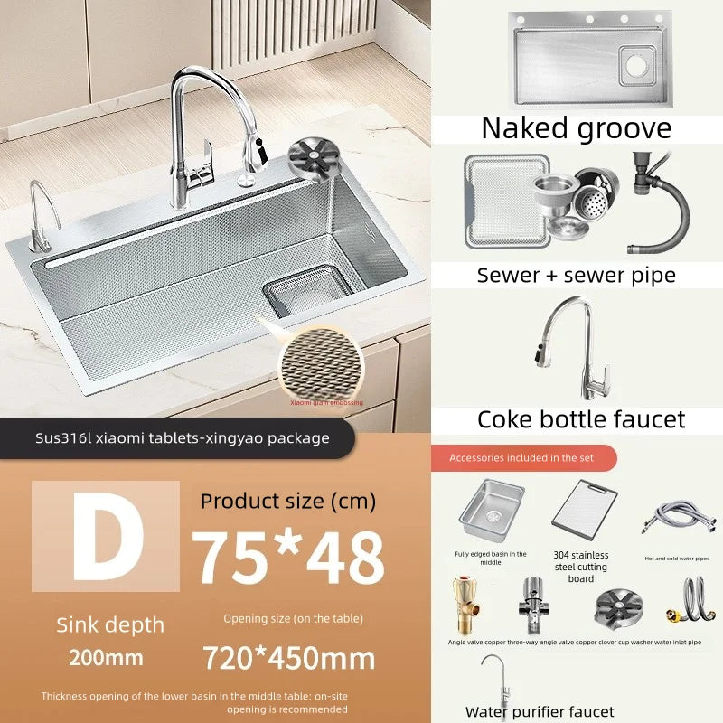 316l Stainless Steel Sink Durable Large Slot Wash