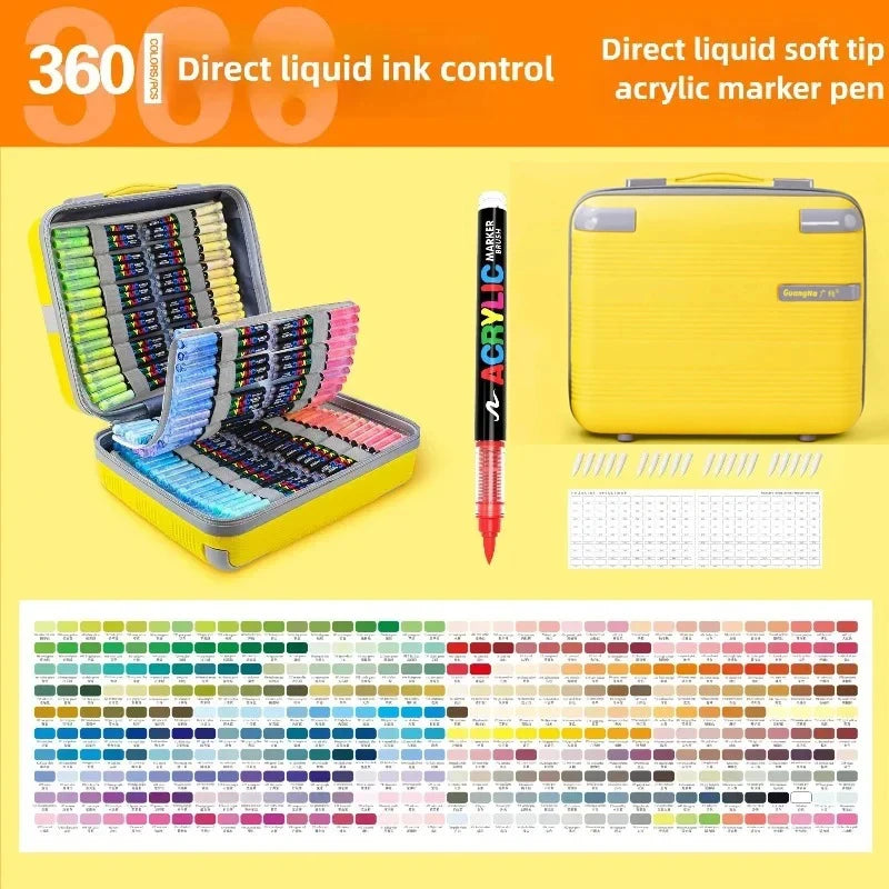 Guangna 12-360 Colors Acrylic Paint Pens Pencil Brush