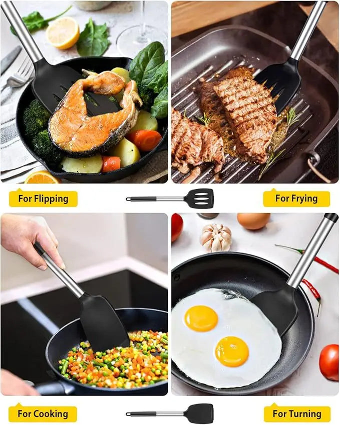 1/2pcs Silicone Spatula Heat Resistant Nonstick Steak Spatula