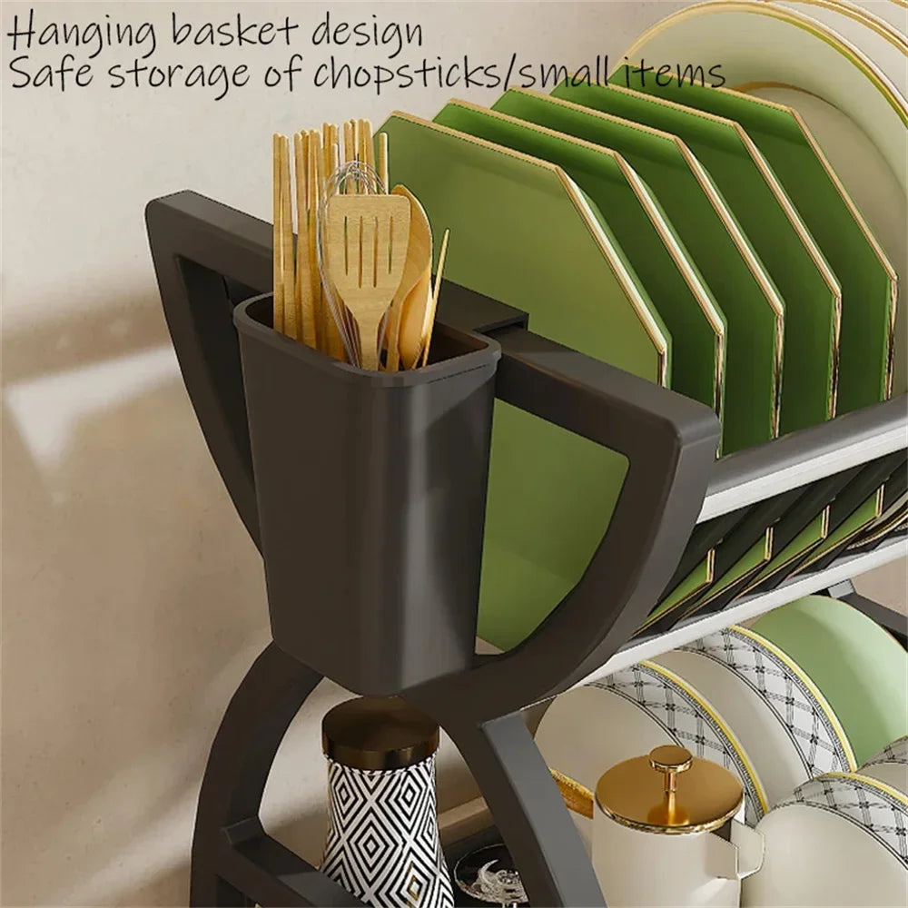 Stainless Steel Tier Dish Drying Rack Organizer Bowl