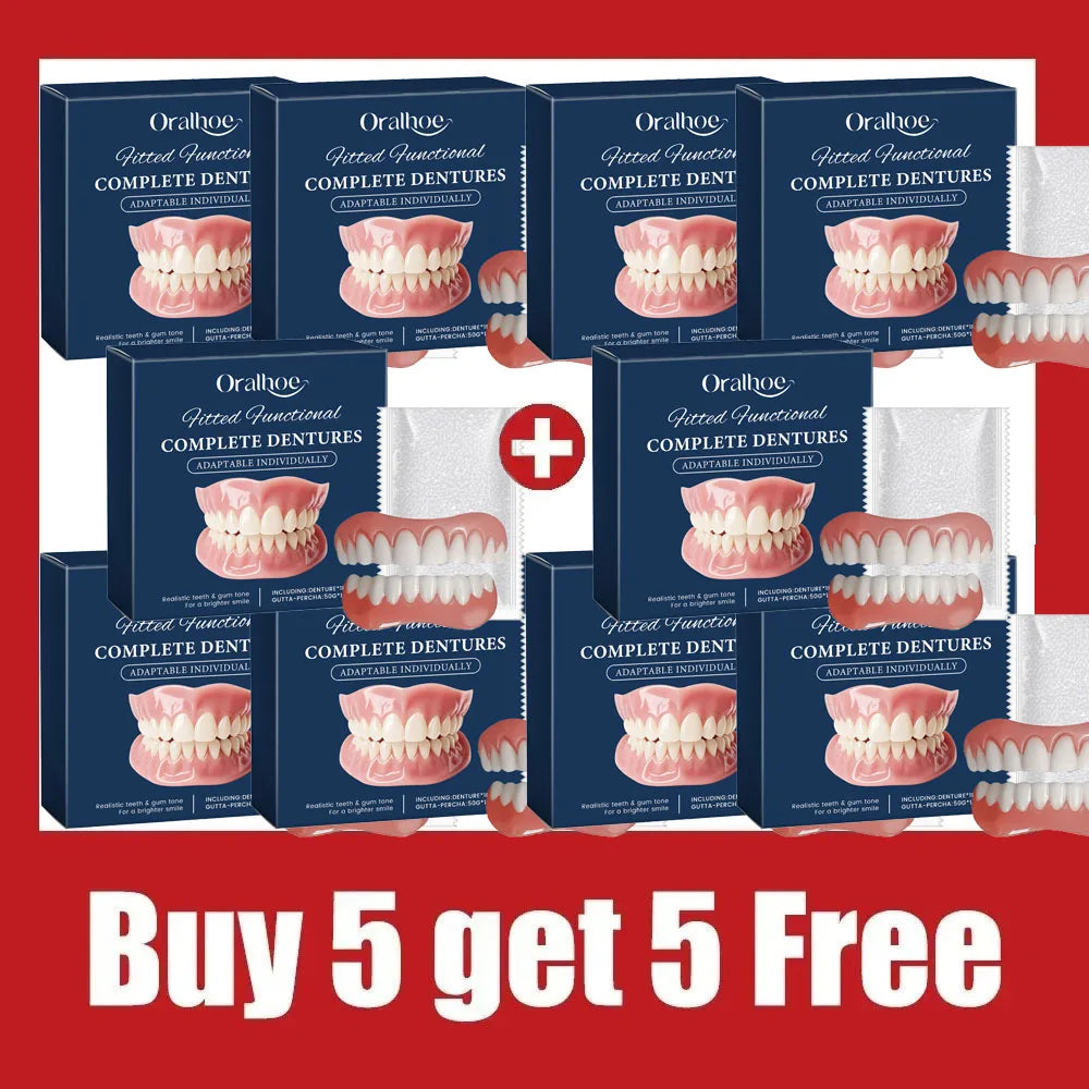 Adult Full Silicone Fake Teeth Upper & Lower