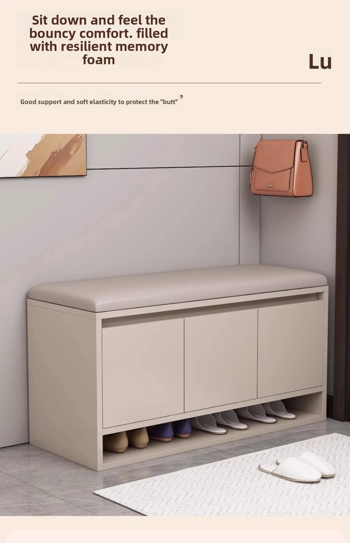 Shoe Storage Bench Cushion Seat Entryway Shoe Cabinet