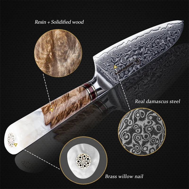 Grandsharp 1-4 Pieces Knife Damascus Steel 10cr15c0mov Steel