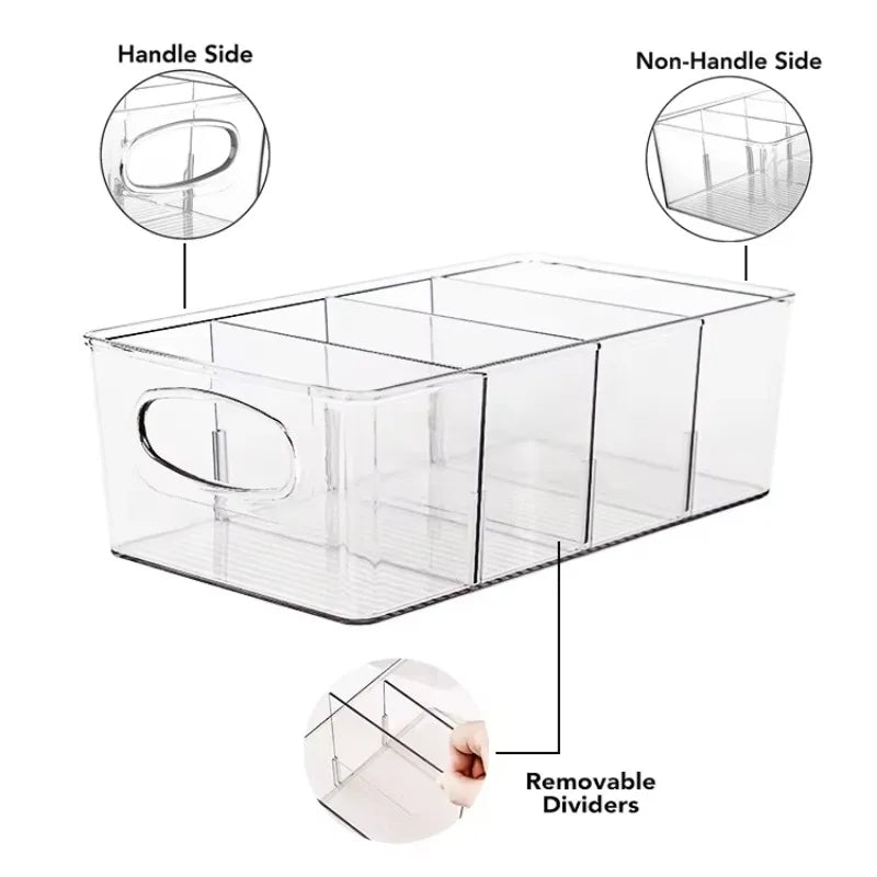 Removable Divider Plastic Pantry Storage Bins Organization