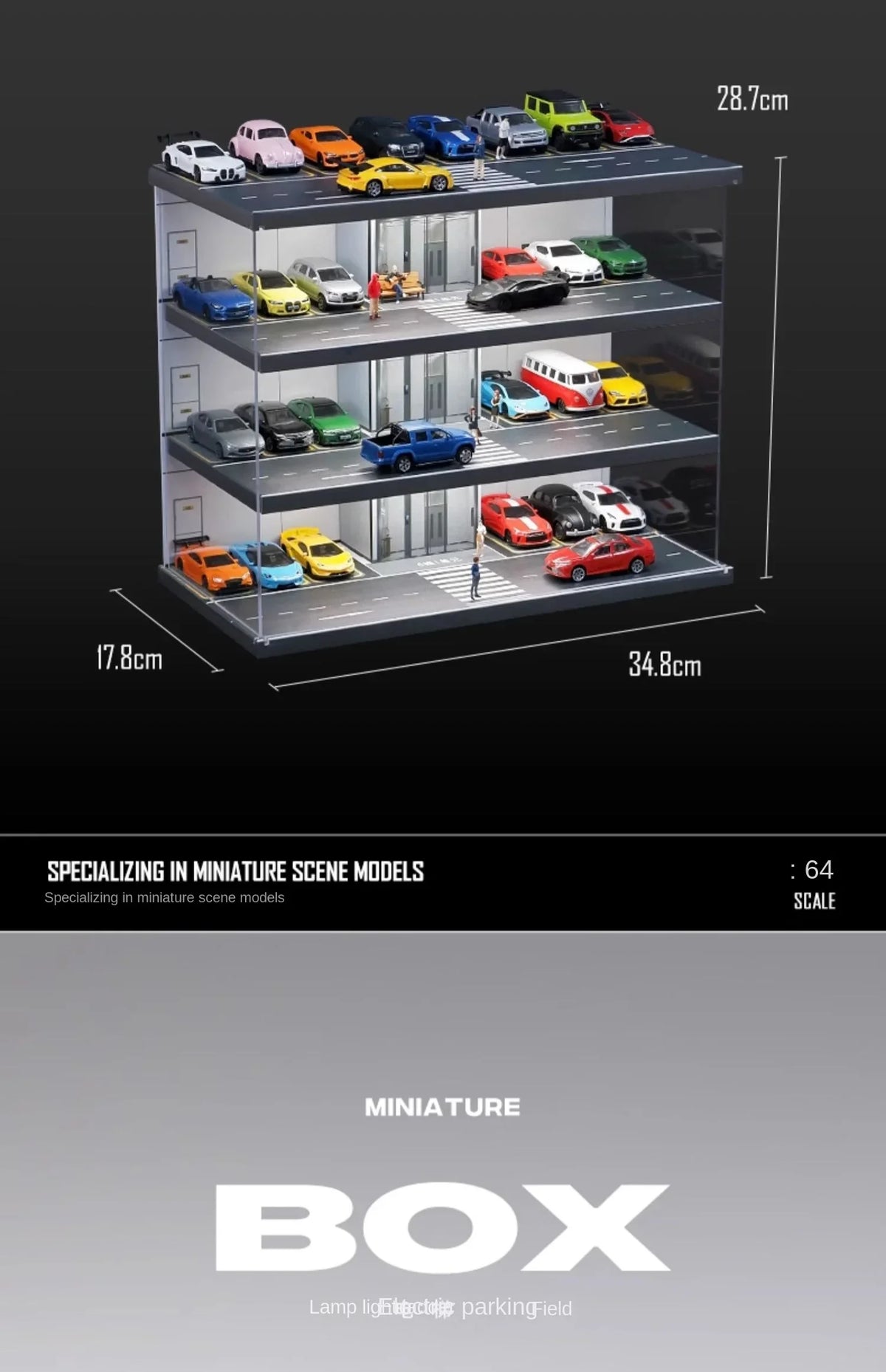 Collector 1/64 Parking Lot Toy Car Model Storage