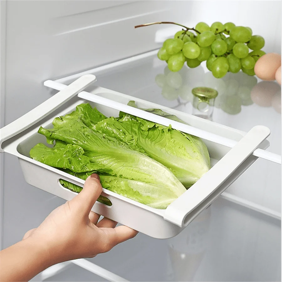 1pc Retractable 12-Grid Egg Holder Drawer-Style Fridge Storage