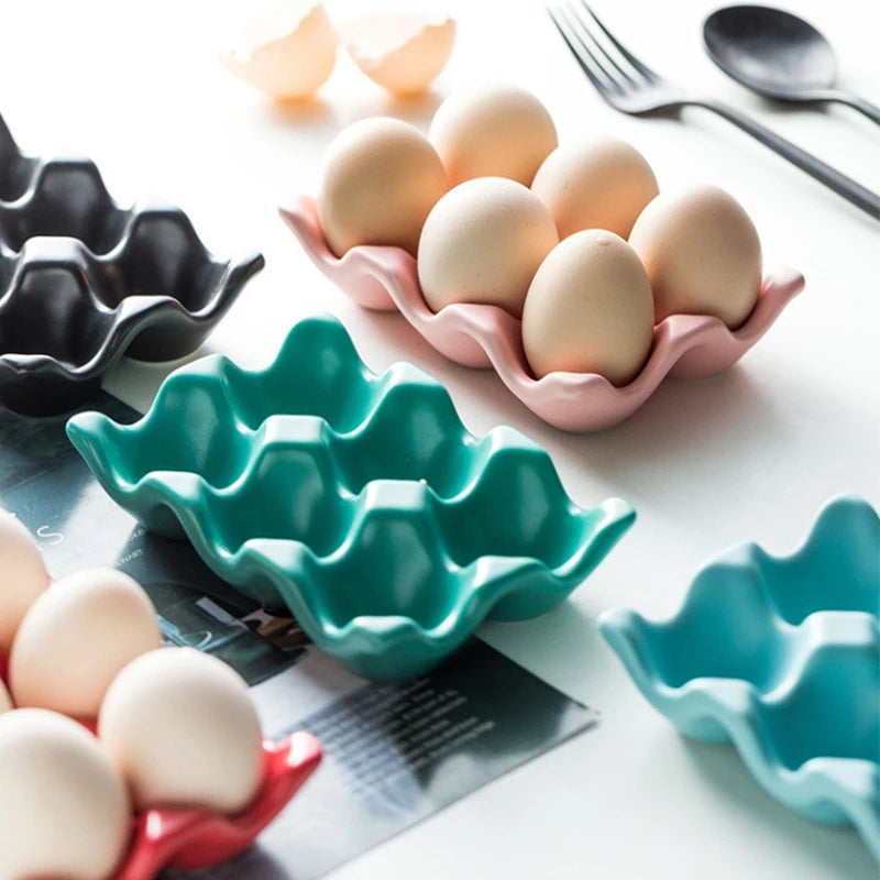 Grids Egg Holder Ceramic Anti-Slip Egg Box Refrigerator