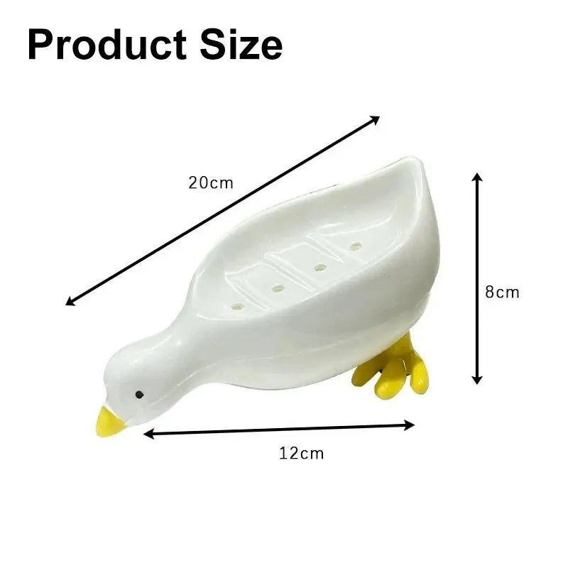 Plastic Soap Dish Self-Draining Soap Holder Cute Duck