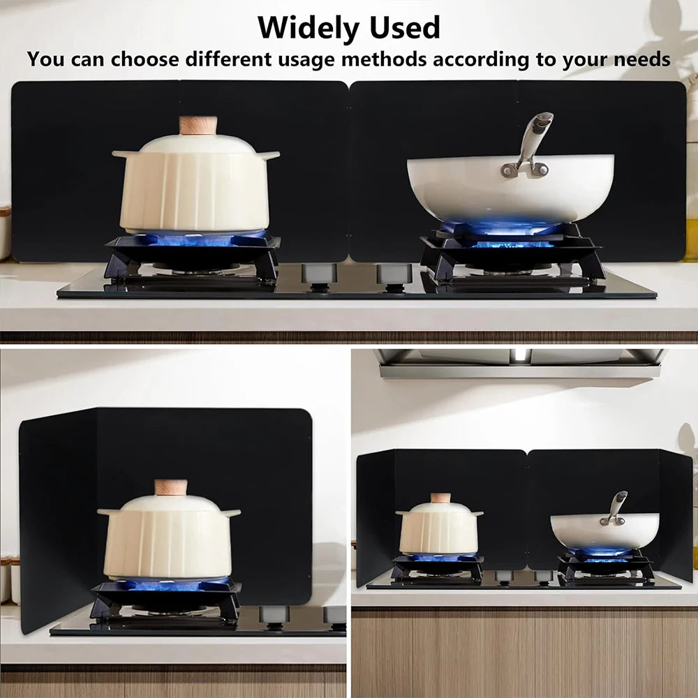 Sided Grease Splatter Guard Stove Frying Pan Foldable