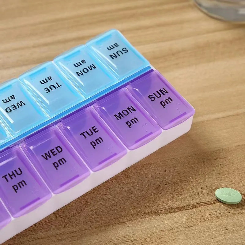 Travel Pill Organizer 7-Day Compartmented Storage Box 14