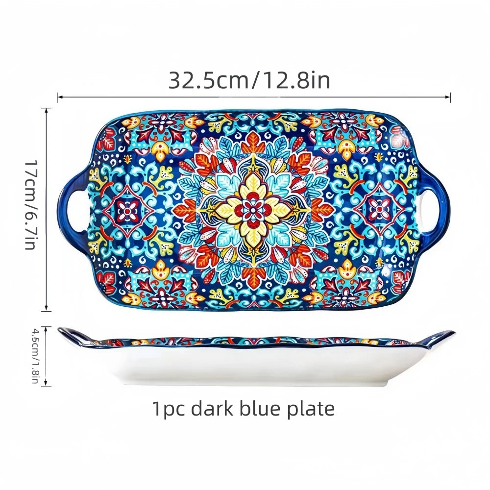 1pc Bohemian Style Ceramic Fish Dish Handle 12