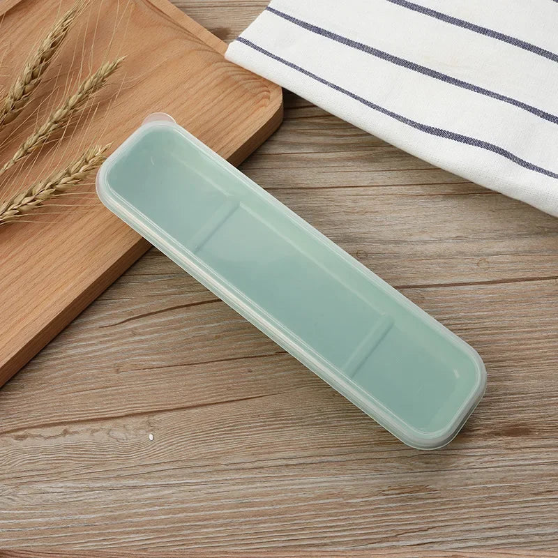 Travel Tableware Storage Box Transparent Cover Utensil Organizer
