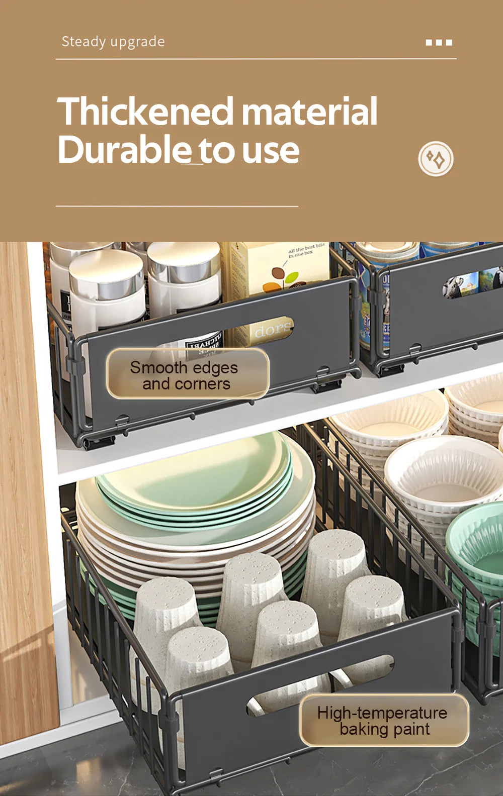 Storage Rack Pull Out Cabinet Organizer Slide Drawer