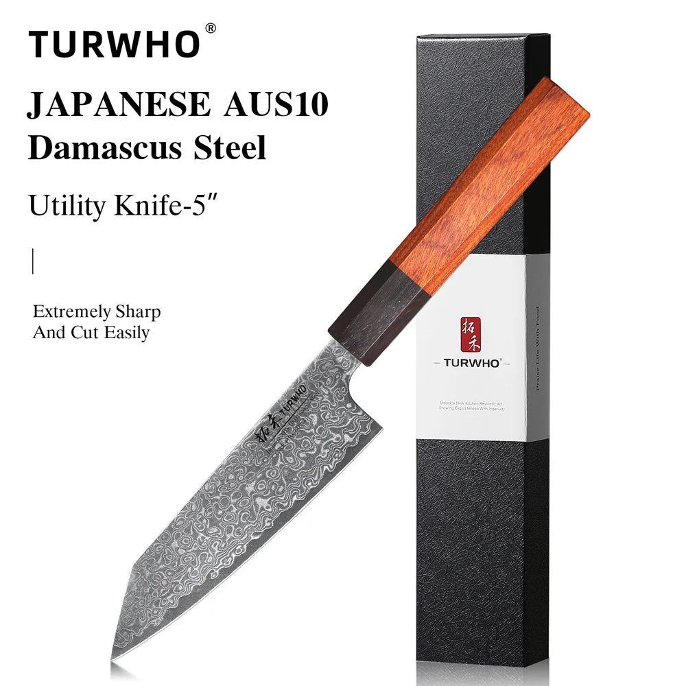 Turwho Hand Forged Japanese Chef Knife Damascus Steel